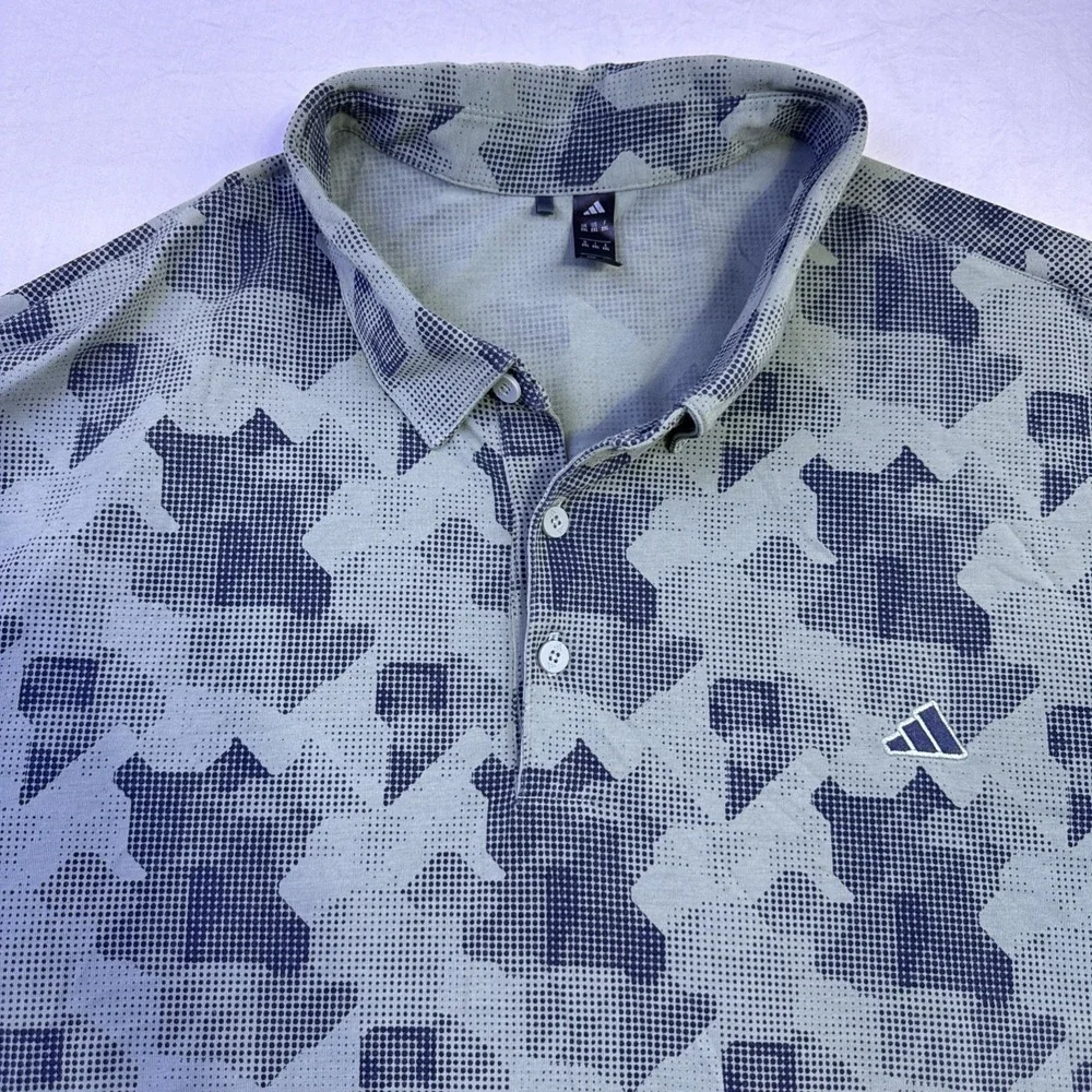 Adidas  CAMO Golf POLO SHIRT MENS 2XL Climalite  -  PERFORMANCE CAMO BLUES
